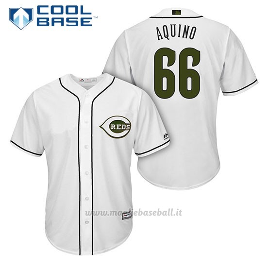 Maglia Baseball Uomo Cincinnati Reds 66 Aristides Aquino Bianco2018 Alterner Cool Base